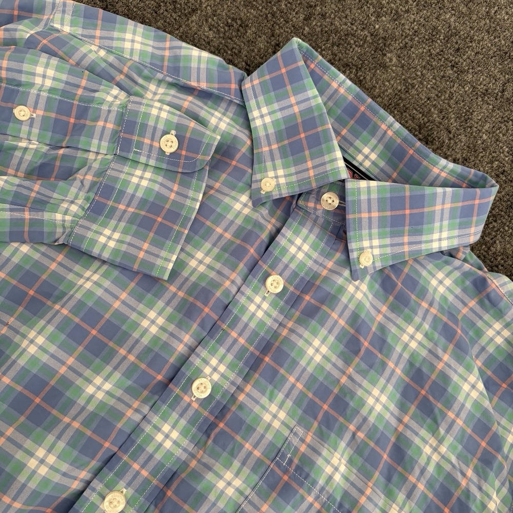 Vineyard Vines Shirt Mens Large‎ Multicolor Plaid Performance Slim Fit Murray